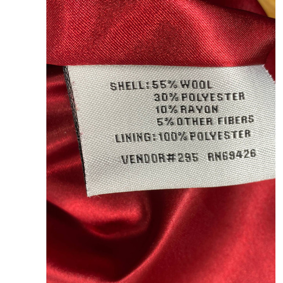 Twee PELLE Studio Womens Medium Button Wool Blend Red Walking Pea Mob Wife Coat - Picture 5 of 11